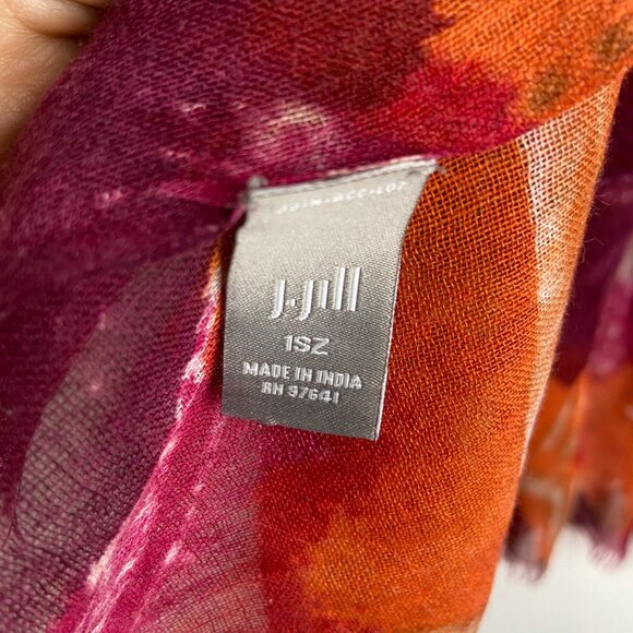 J.Jill  Large Scarf 90% Wool 10% Silk Burgundy & Orange - Picture 3 of 6